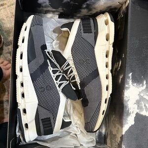 On Running Men's Cloudmonster Knit Sneakers - Black & Cream